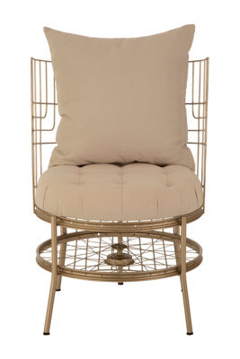Orsina Distinctive Design Champagne Gold Finish Chair, Fabric Upholstered Arm Chair For Bedroom, Stylish Armchair - image 1
