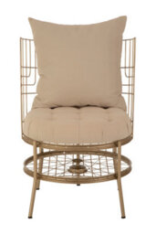 Orsina Distinctive Design Champagne Gold Finish Chair, Fabric Upholstered Arm Chair For Bedroom, Stylish Armchair - thumbnail 6