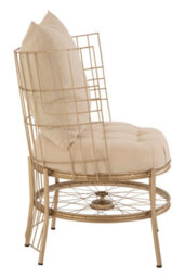 Orsina Distinctive Design Champagne Gold Finish Chair, Fabric Upholstered Arm Chair For Bedroom, Stylish Armchair - thumbnail 3