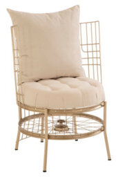 Orsina Distinctive Design Champagne Gold Finish Chair, Fabric Upholstered Arm Chair For Bedroom, Stylish Armchair - thumbnail 2