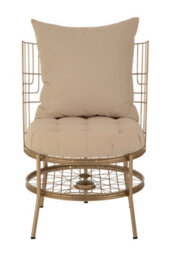 Orsina Distinctive Design Champagne Gold Finish Chair, Fabric Upholstered Arm Chair For Bedroom, Stylish Armchair