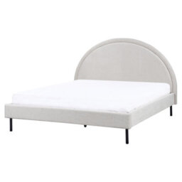 Beliani Bed Fabric Margut 160 X 200 Cm (Eu King Size) Light Grey - thumbnail 1