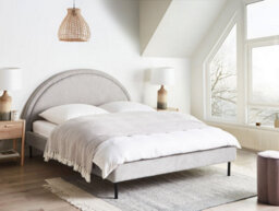Beliani Bed Fabric Margut 160 X 200 Cm (Eu King Size) Light Grey - thumbnail 2