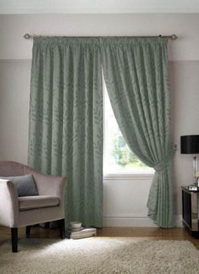 Luxury Living Tivoli Pencil Pleat Taped Top Curtains Sage
