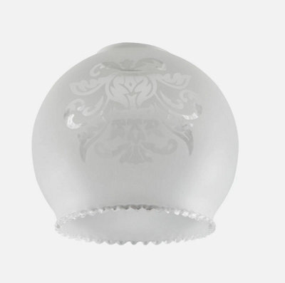 Set Of 3 White Ceiling Light Shades Traditional Glass Floral Design Lampshades - image 1