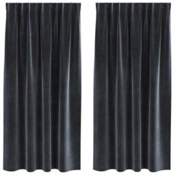 Berkfield Modern Blackout Curtains With Top Tape 2 Pcs Dark Grey Velvet