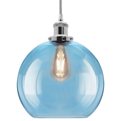 Long Life Lamps Company Modern Vintage Blue Glass Globe Ceiling Pendant Lamp M0236 - image 1