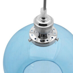 Long Life Lamps Company Modern Vintage Blue Glass Globe Ceiling Pendant Lamp M0236 - thumbnail 4