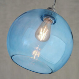Long Life Lamps Company Modern Vintage Blue Glass Globe Ceiling Pendant Lamp M0236 - thumbnail 5