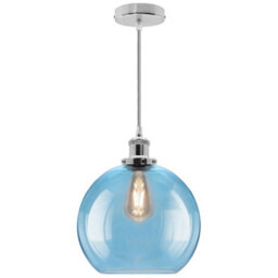 Long Life Lamps Company Modern Vintage Blue Glass Globe Ceiling Pendant Lamp M0236 - thumbnail 3