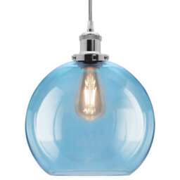 Long Life Lamps Company Modern Vintage Blue Glass Globe Ceiling Pendant Lamp M0236