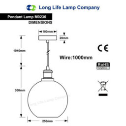 Long Life Lamps Company Modern Vintage Blue Glass Globe Ceiling Pendant Lamp M0236 - thumbnail 2