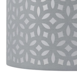 First Choice Lighting Antique Brass Stick Table Lamp With Grey Laser Cut Shade - thumbnail 4