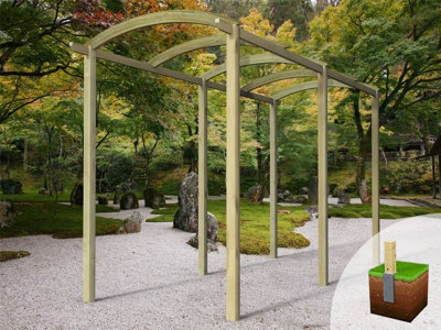 Edecks Contemporary Colonnade Wooden Garden Pergola (W 1800mm X D 4800mm) With Steel Spikes (2.7M) - image 1
