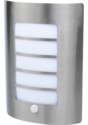 GoodHome Fixed Matt Silver Pir Motion Sensor Outdoor Wall Light 40W - image 1