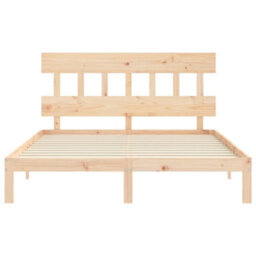 Berkfield Bed Frame With Headboard King Size Solid Wood - thumbnail 6