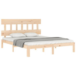 Berkfield Bed Frame With Headboard King Size Solid Wood - thumbnail 4