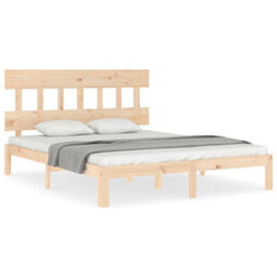 Berkfield Bed Frame With Headboard King Size Solid Wood - thumbnail 2