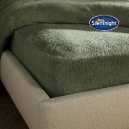 Silentnight Teddy Fleece Fitted Sheet - Sage - King - thumbnail 2