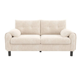 Matteo Modern 2-Seater Beige Chenille Sofa With Side Storage Pocket - Soft Cushions, Space-Saving - thumbnail 8