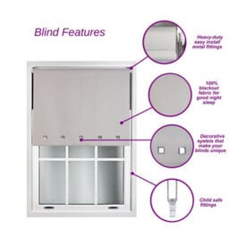 Furnished Blackout Roller Blinds With Square Eyelets And Metal Fittings- Duck Egg Blue Trimmable (W)170Cm (L)165Cm - thumbnail 3