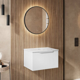 Affine 600mm Countertop Bathroom Vanity Unit Wall Hung Furniture Soft Close White - thumbnail 2