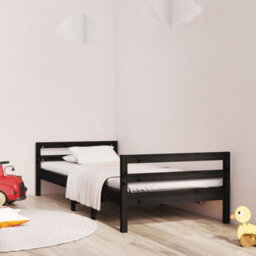 Berkfield Bed Frame Black 75X190 Cm 2Ft6 Small Single Solid Wood Pine