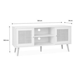 Alice's Garden Sweeek. 120Cm Tv Unit Wooden And Cane Effect 2 Doors Boheme Blanc Cassé 120X39X56.5 Cm - thumbnail 7