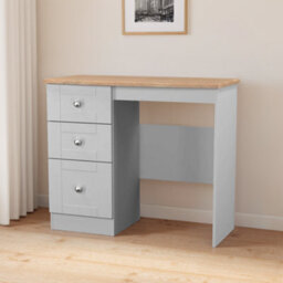 Santander Ready Assembled Matt Grey & Oak 3 Drawer Non-Extendable Dressing Table (H)792mm (W)928mm (D)428mm - thumbnail 1