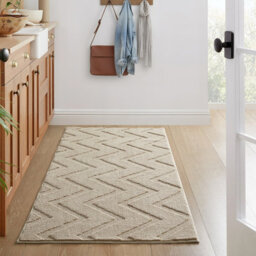 Bedlooms Beige High Low Pile Rug 60X110Cm, Soft Thick Piles,  Diamond Pattern, Hallway Runner And Area Rugs - thumbnail 1
