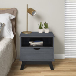 Mercers Furniture Scandian Grey Bedside Cabinet Solid Wood Pine Wooden Side End Lamp Drawers Bedroom Height-51Cm Width-49Cm Depth-35Cm - thumbnail 2
