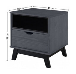 Mercers Furniture Scandian Grey Bedside Cabinet Solid Wood Pine Wooden Side End Lamp Drawers Bedroom Height-51Cm Width-49Cm Depth-35Cm - thumbnail 7