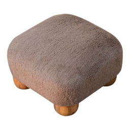 Wyld Haus Pont Aven Faux Fur Nordic Square Footstool With Mango Wood Bun Feet - thumbnail 4