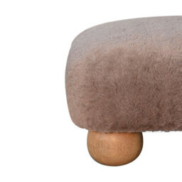 Wyld Haus Pont Aven Faux Fur Nordic Square Footstool With Mango Wood Bun Feet - thumbnail 5