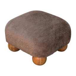 Wyld Haus Pont Aven Faux Fur Nordic Square Footstool With Mango Wood Bun Feet - thumbnail 6