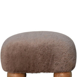 Wyld Haus Pont Aven Faux Fur Nordic Square Footstool With Mango Wood Bun Feet - thumbnail 7