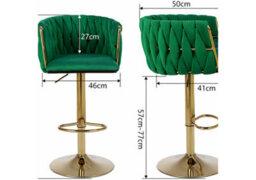 Hygrad Built to Survive Set Of 2 X Velvet Woven Upholstered Adjustable High Swivel Breakfast Bar Pub Home Stool Chair With Gold Metal Base & Gas Lift - thumbnail 8