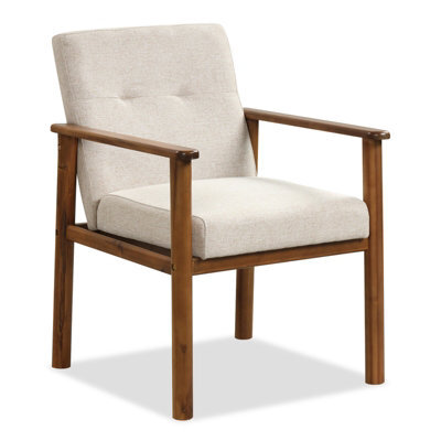 Costway Modern Accent Chair Linen Fabric Upholstered Leisure Armchair W/rubber Wood Legs - image 1