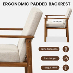Costway Modern Accent Chair Linen Fabric Upholstered Leisure Armchair W/rubber Wood Legs - thumbnail 6