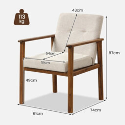 Costway Modern Accent Chair Linen Fabric Upholstered Leisure Armchair W/rubber Wood Legs - thumbnail 2