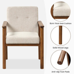 Costway Modern Accent Chair Linen Fabric Upholstered Leisure Armchair W/rubber Wood Legs - thumbnail 8