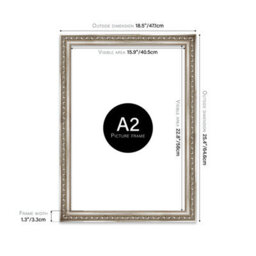 A2 Silver Ornate Picture Frame (59.4 X 42Cm) Poster, Photo, Artwork, Gallery Wall Or Print - thumbnail 2