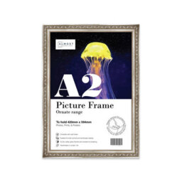A2 Silver Ornate Picture Frame (59.4 X 42Cm) Poster, Photo, Artwork, Gallery Wall Or Print - thumbnail 1