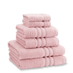 Catherine Lansfield Bathroom Zero Twist 500 Gsm Soft & Absorbent Cotton 6 Piece Towel Set Pink - thumbnail 1