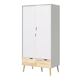Wyld Haus Sapporo 2-Door 2-Drawer Wardrobe In White And Natural Oak - thumbnail 5