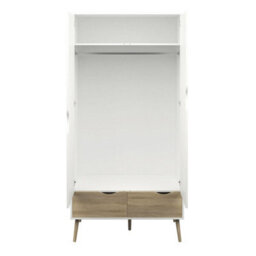 Wyld Haus Sapporo 2-Door 2-Drawer Wardrobe In White And Natural Oak - thumbnail 3