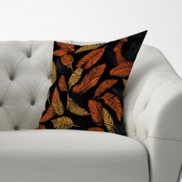 Warren Reed Designer Orange Feather Leaves Cushions 33Cm X 48Cm - thumbnail 2