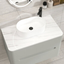 Royal Bathrooms Venice 800mm Dove Grey Wall Mounted Bathroom Countertop Vanity Unit 2 Drawer With Peak Basin - thumbnail 6