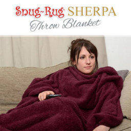 Snug Rug Blanket Luxury Sherpa Fleece Sofa Tv Throw Gift Blankets 127X178Cm - Mulberry Red - thumbnail 8