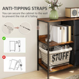Wyld Haus Disabapa Fabric And Wood Storage Chest - 3 Drawers 2 Shelves, Brown And Black - thumbnail 8